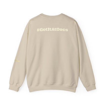 Crewneck Sweatshirt — "Resting Grinch Face" Front & #GotItAtDocs Back Holiday Pullover