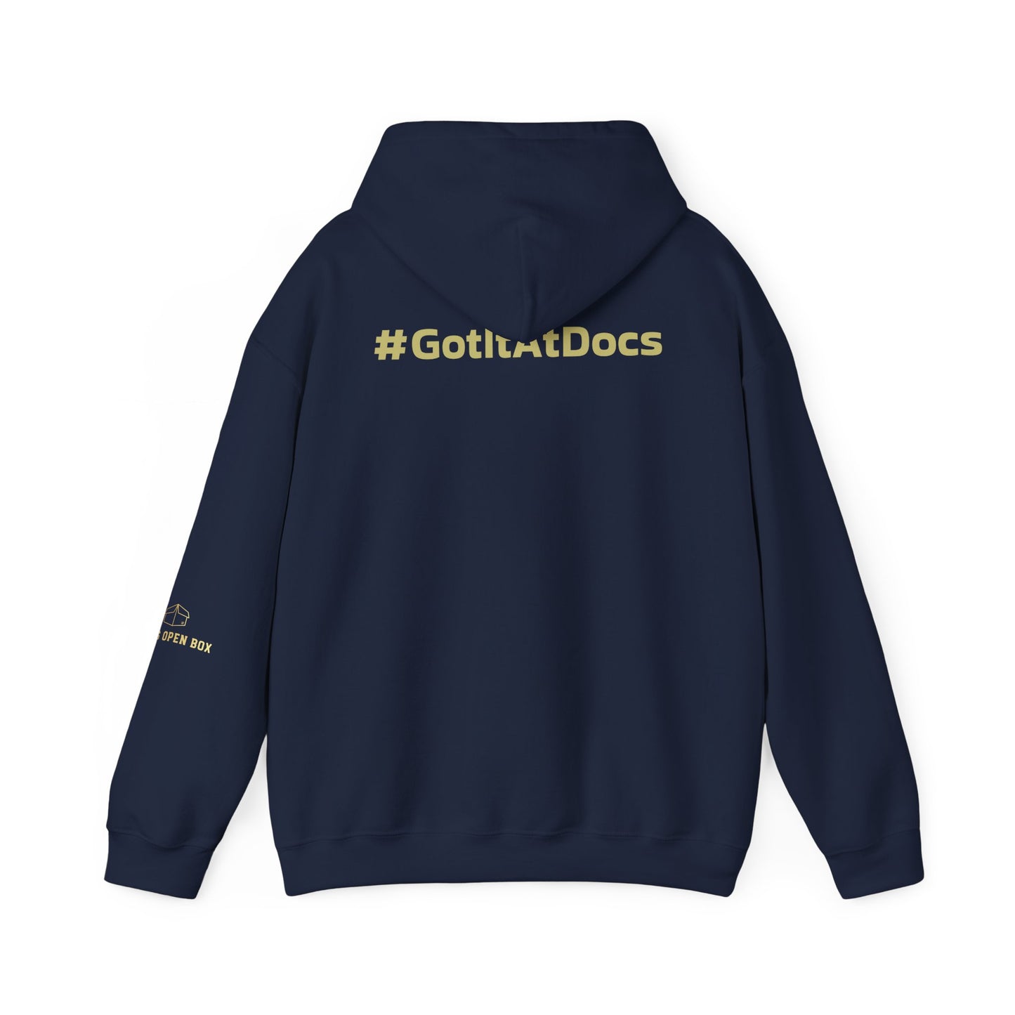 Doc's Open Box Hoodie — Gold Logo Pullover