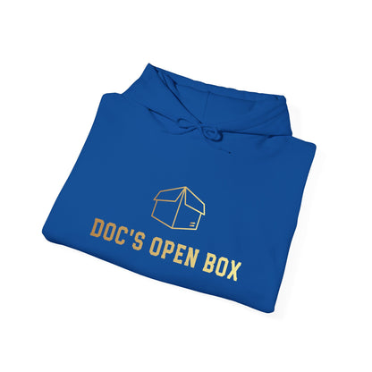 Doc's Open Box Hoodie — Gold Logo Pullover