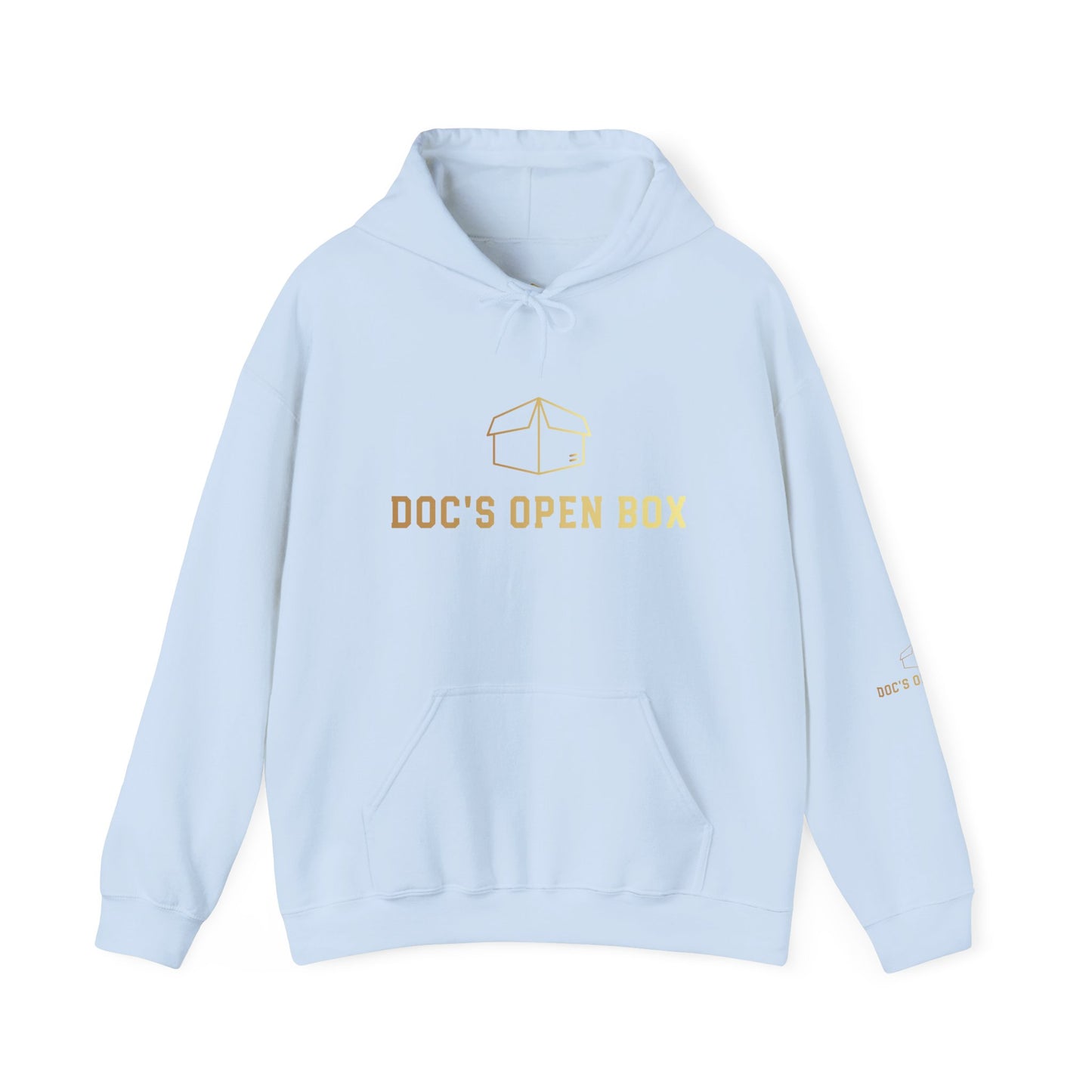 Doc's Open Box Hoodie — Gold Logo Pullover