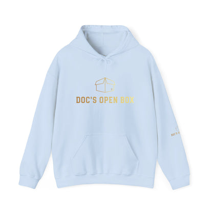 Doc's Open Box Hoodie — Gold Logo Pullover
