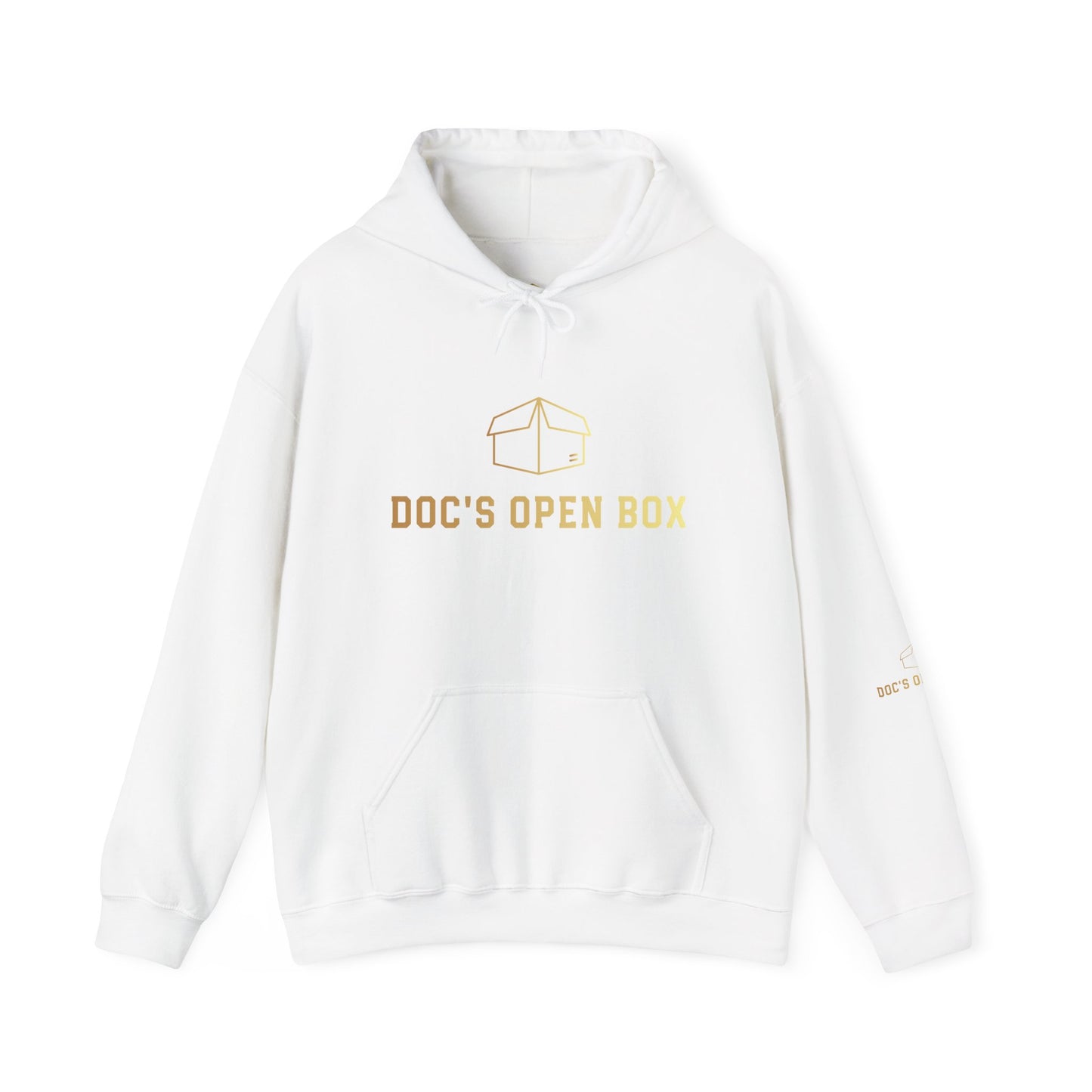 Doc's Open Box Hoodie — Gold Logo Pullover