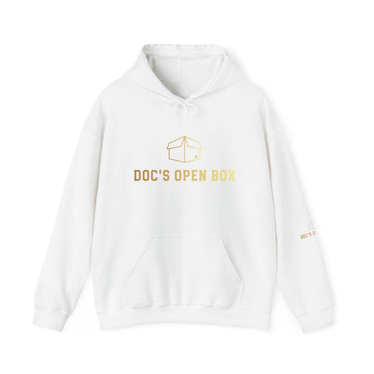 Doc's Open Box Hoodie — Gold Logo Pullover