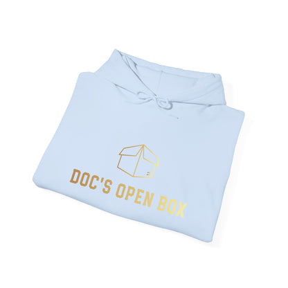 Doc's Open Box Hoodie — Gold Logo Pullover