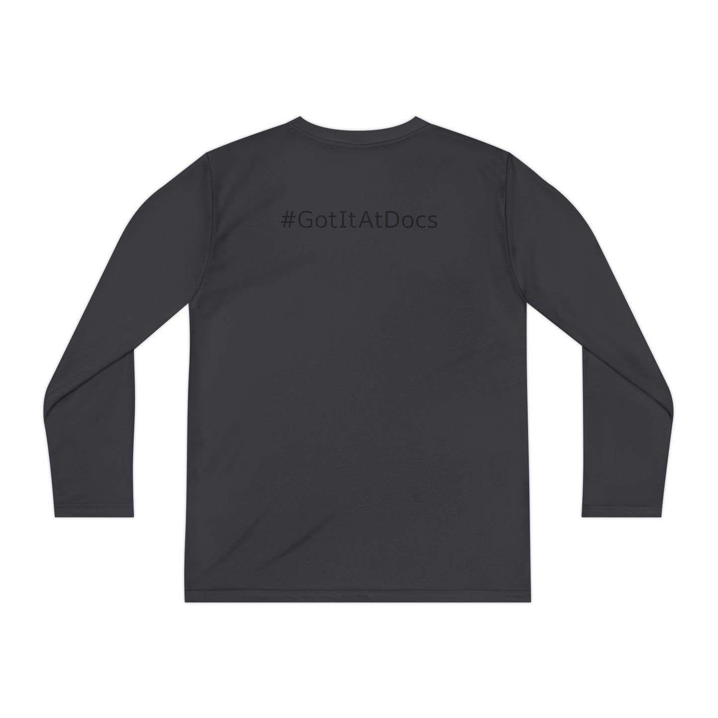 Youth Long Sleeve Tee — "Doc's Open Box" Logo with #GotItAtDocs Back