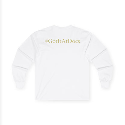 Doc's Open Box Long Sleeve Tee — #GotItAtDocs Casual Logo Shirt
