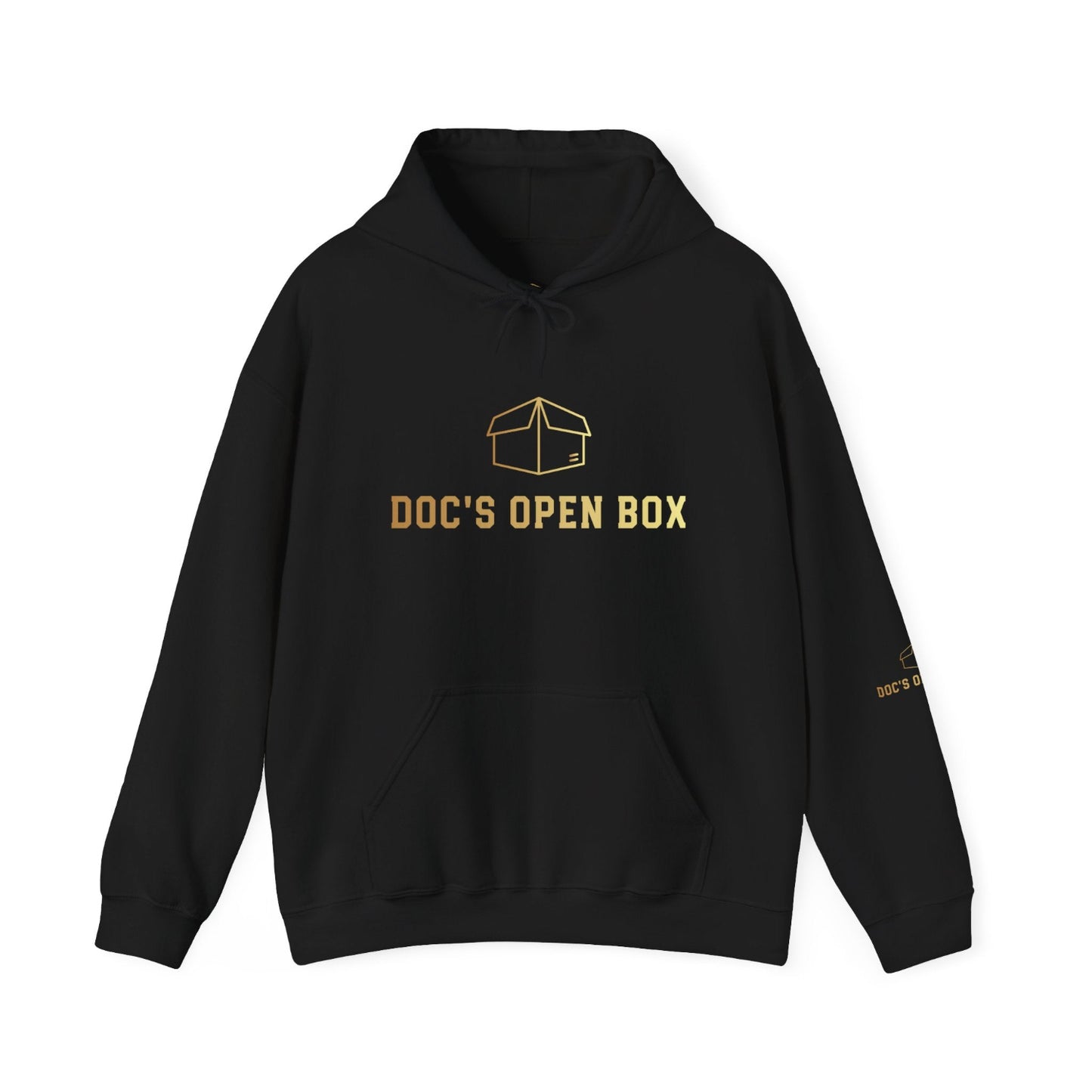 Doc's Open Box Hoodie — Gold Logo Pullover