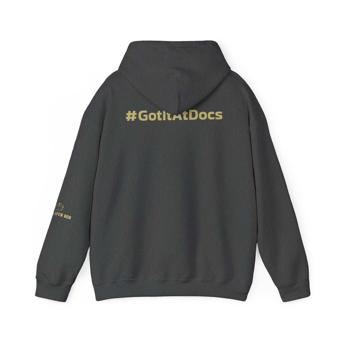 Doc's Open Box Hoodie — Gold Logo Pullover