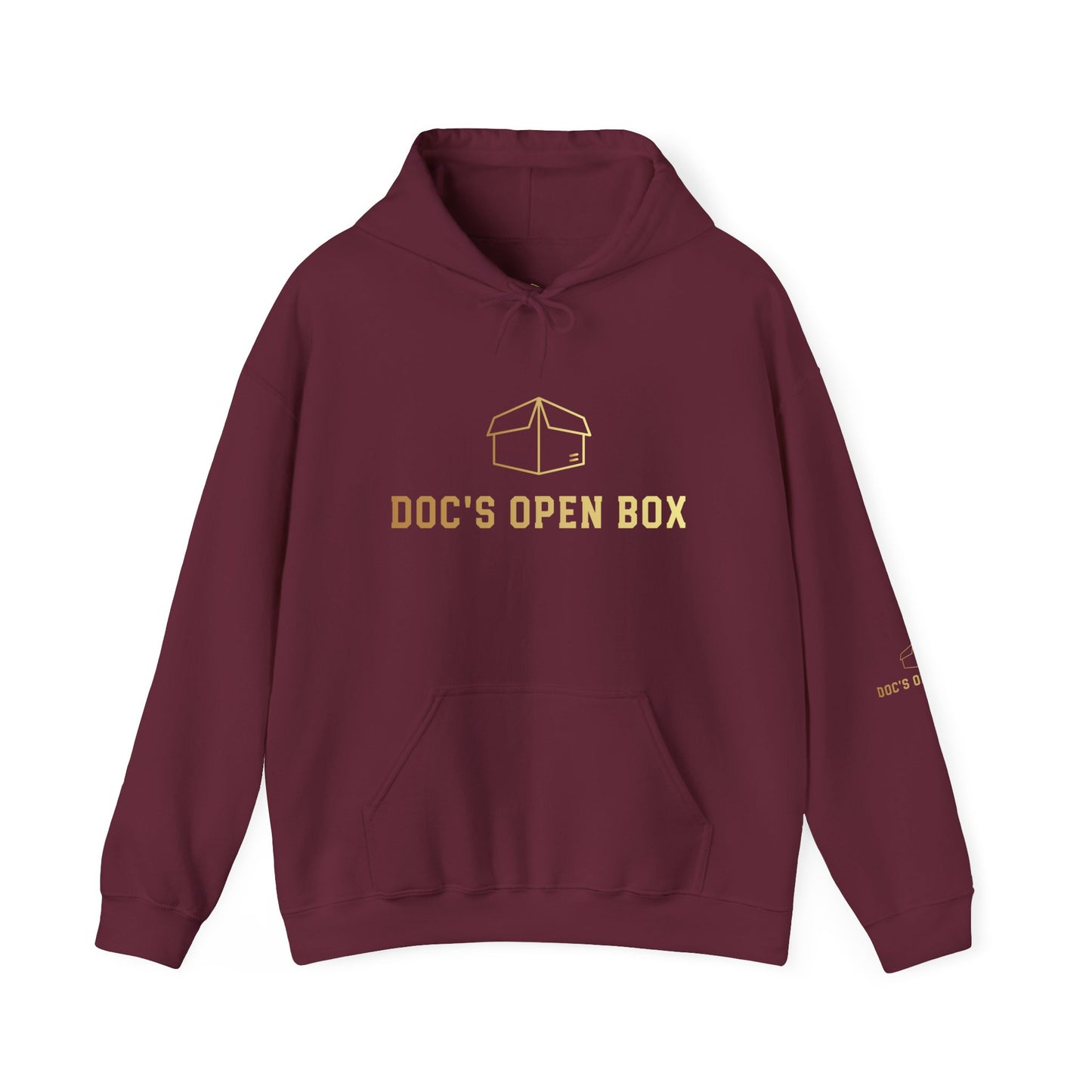 Doc's Open Box Hoodie — Gold Logo Pullover