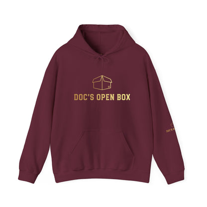 Doc's Open Box Hoodie — Gold Logo Pullover
