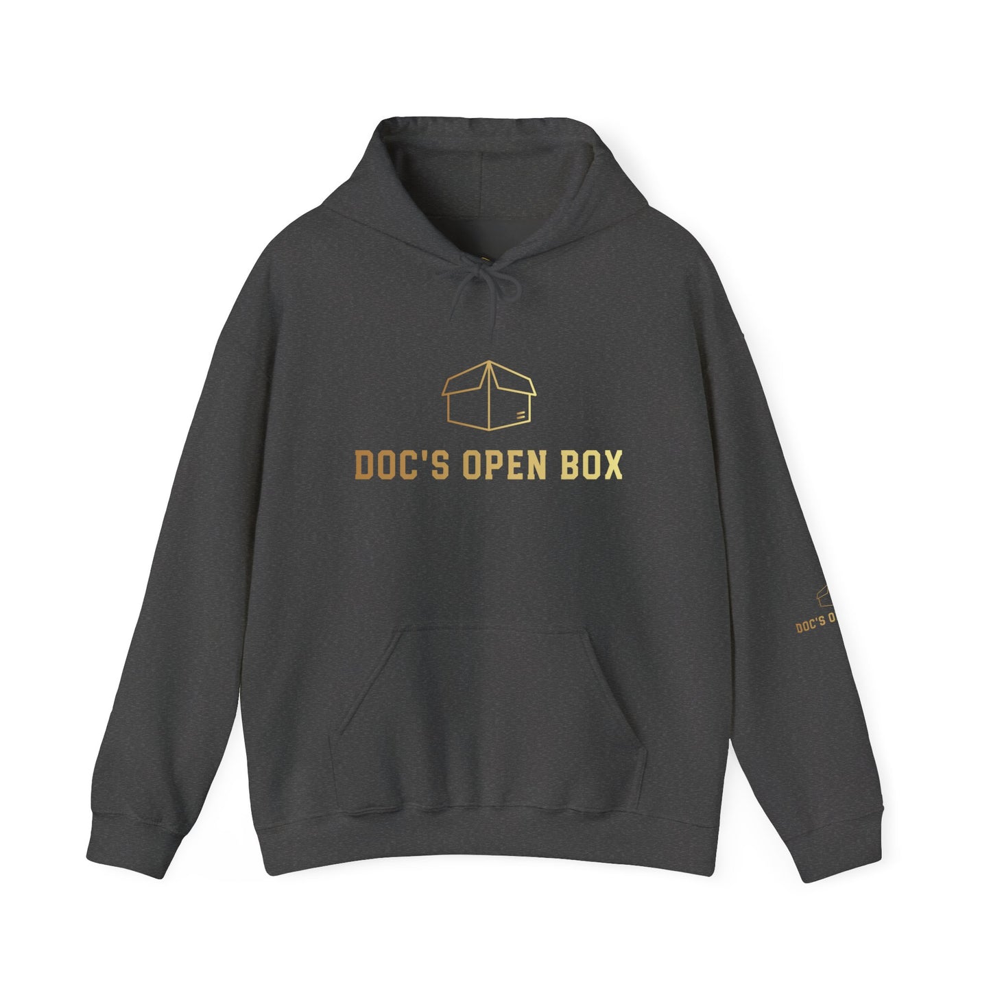 Doc's Open Box Hoodie — Gold Logo Pullover