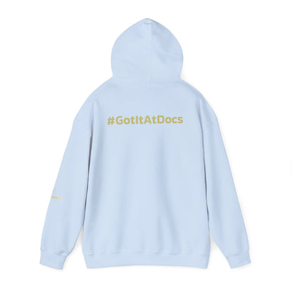 Doc's Open Box Hoodie — Gold Logo Pullover