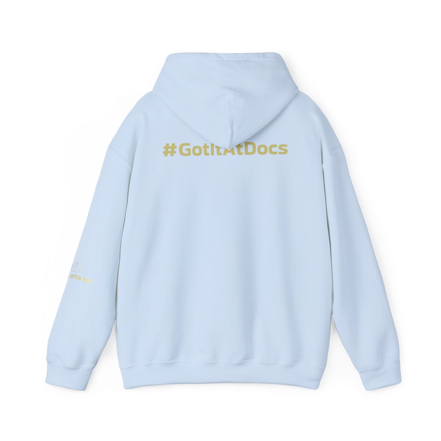 Doc's Open Box Hoodie — Gold Logo Pullover