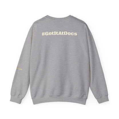 Crewneck Sweatshirt — "Resting Grinch Face" Front & #GotItAtDocs Back Holiday Pullover