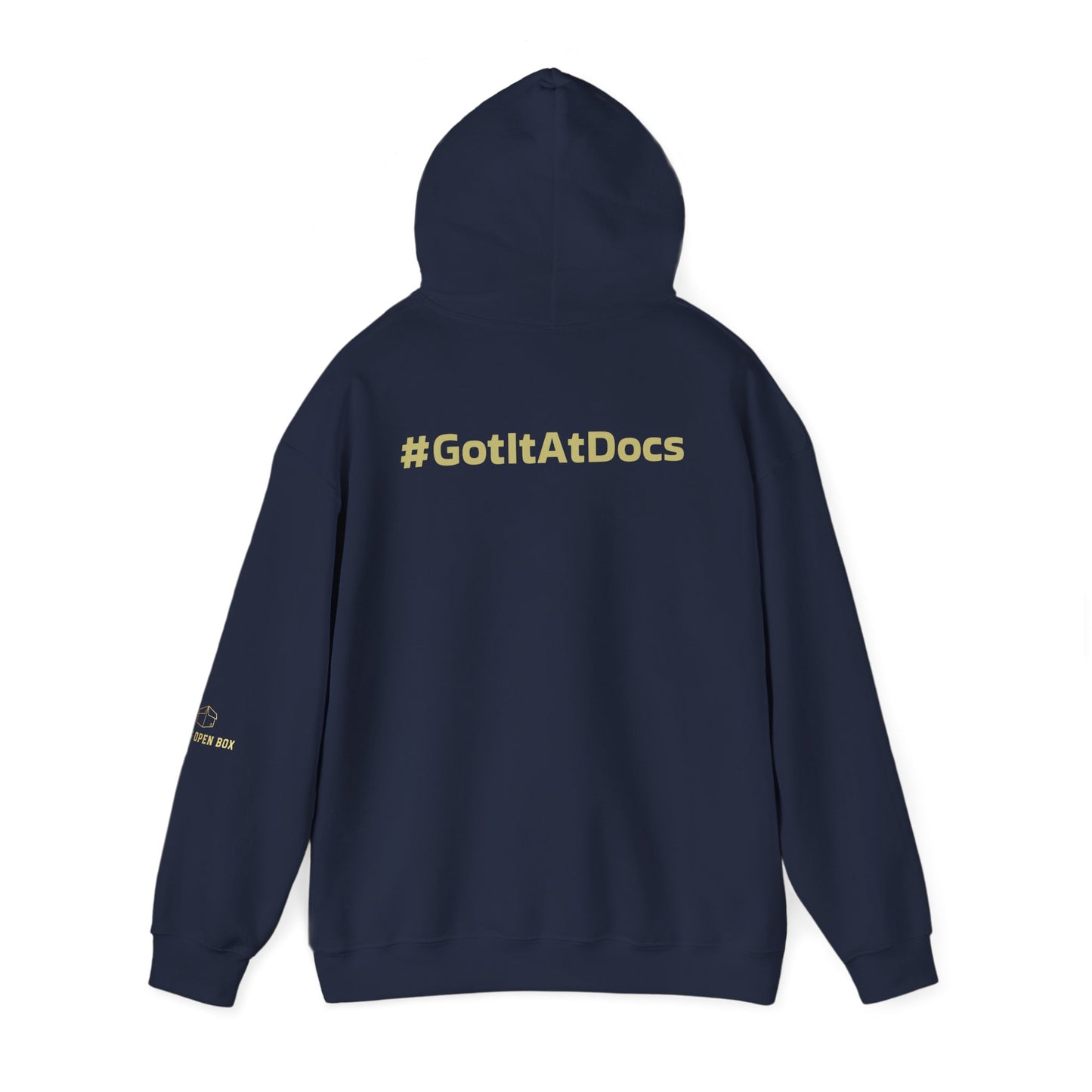 Doc's Open Box Hoodie — Gold Logo Pullover