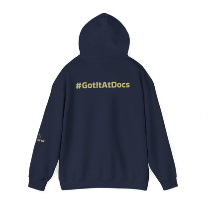 Doc's Open Box Hoodie — Gold Logo Pullover