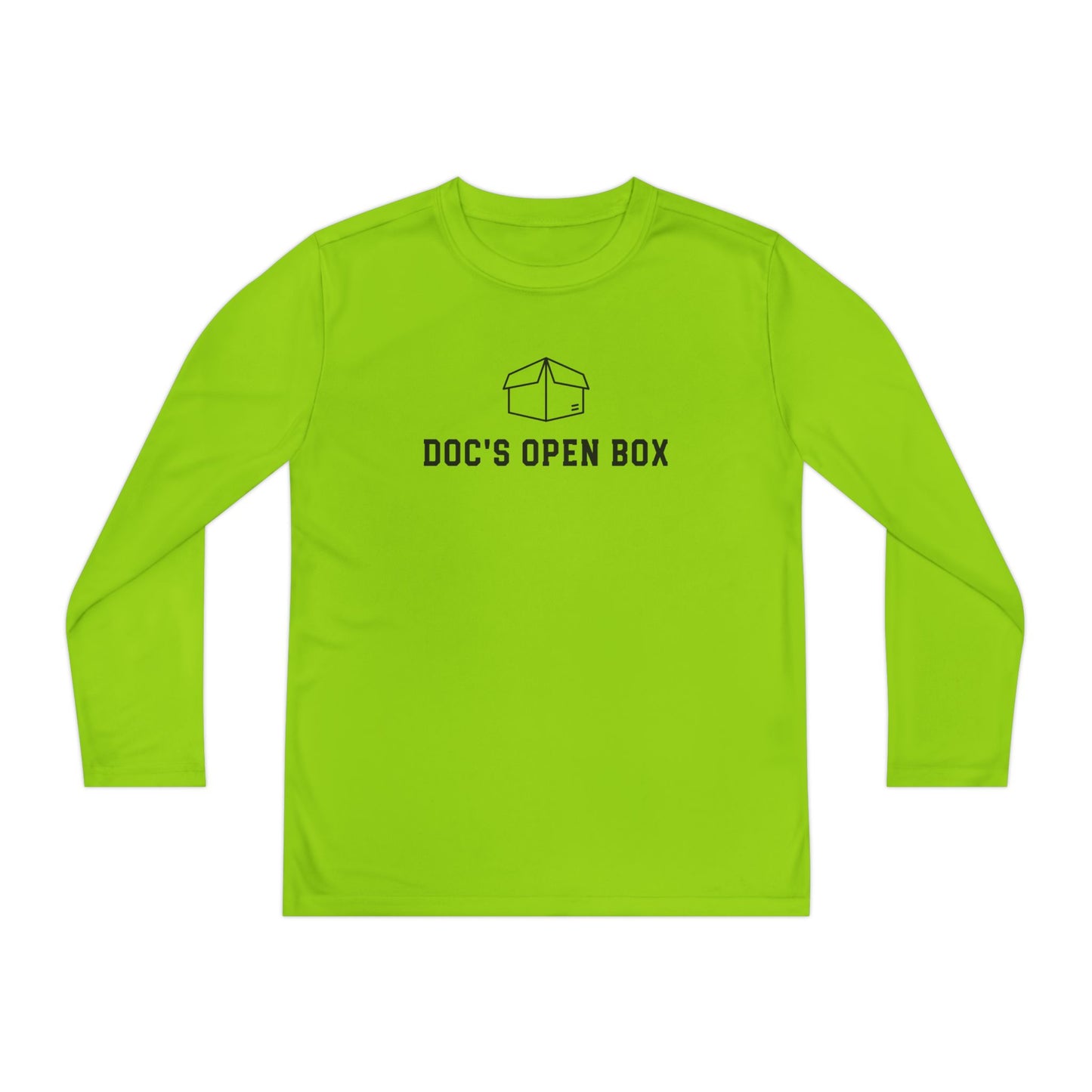 Youth Long Sleeve Tee — "Doc's Open Box" Logo with #GotItAtDocs Back