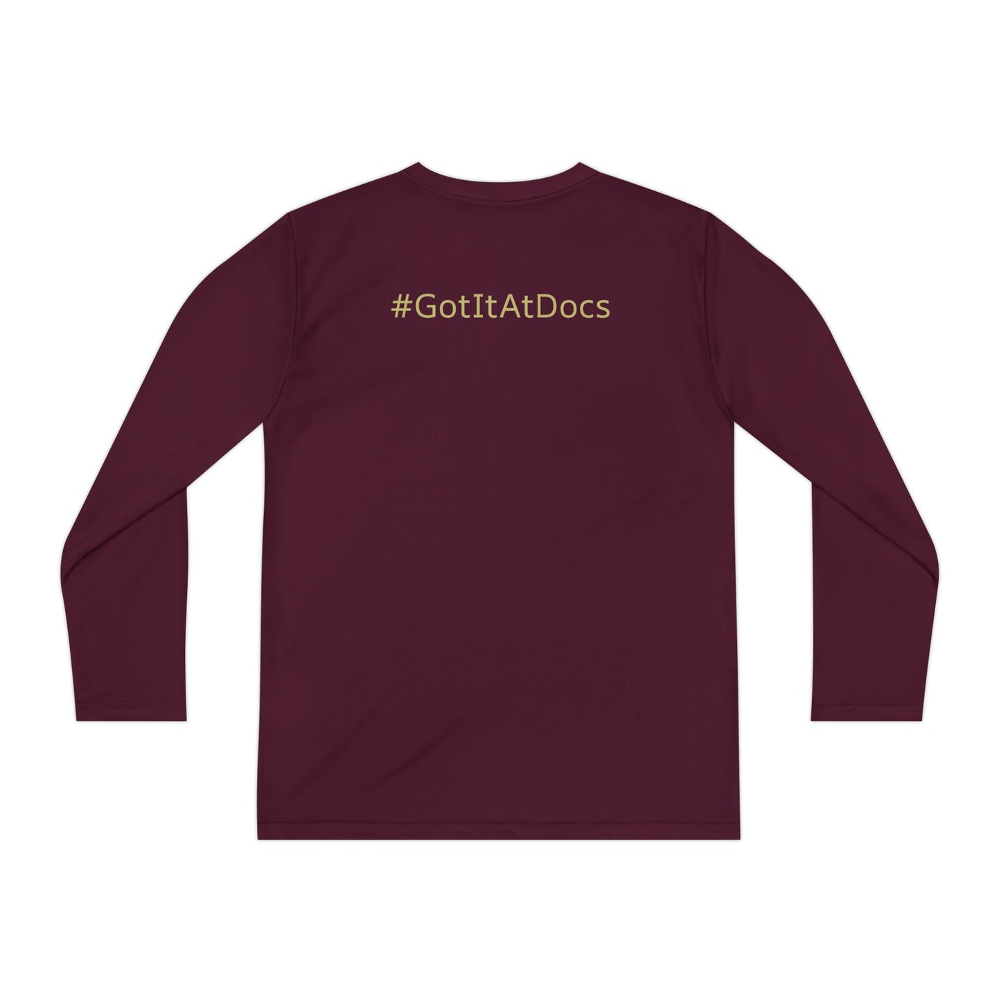Youth Long Sleeve Tee — "Doc's Open Box" Logo with #GotItAtDocs Back