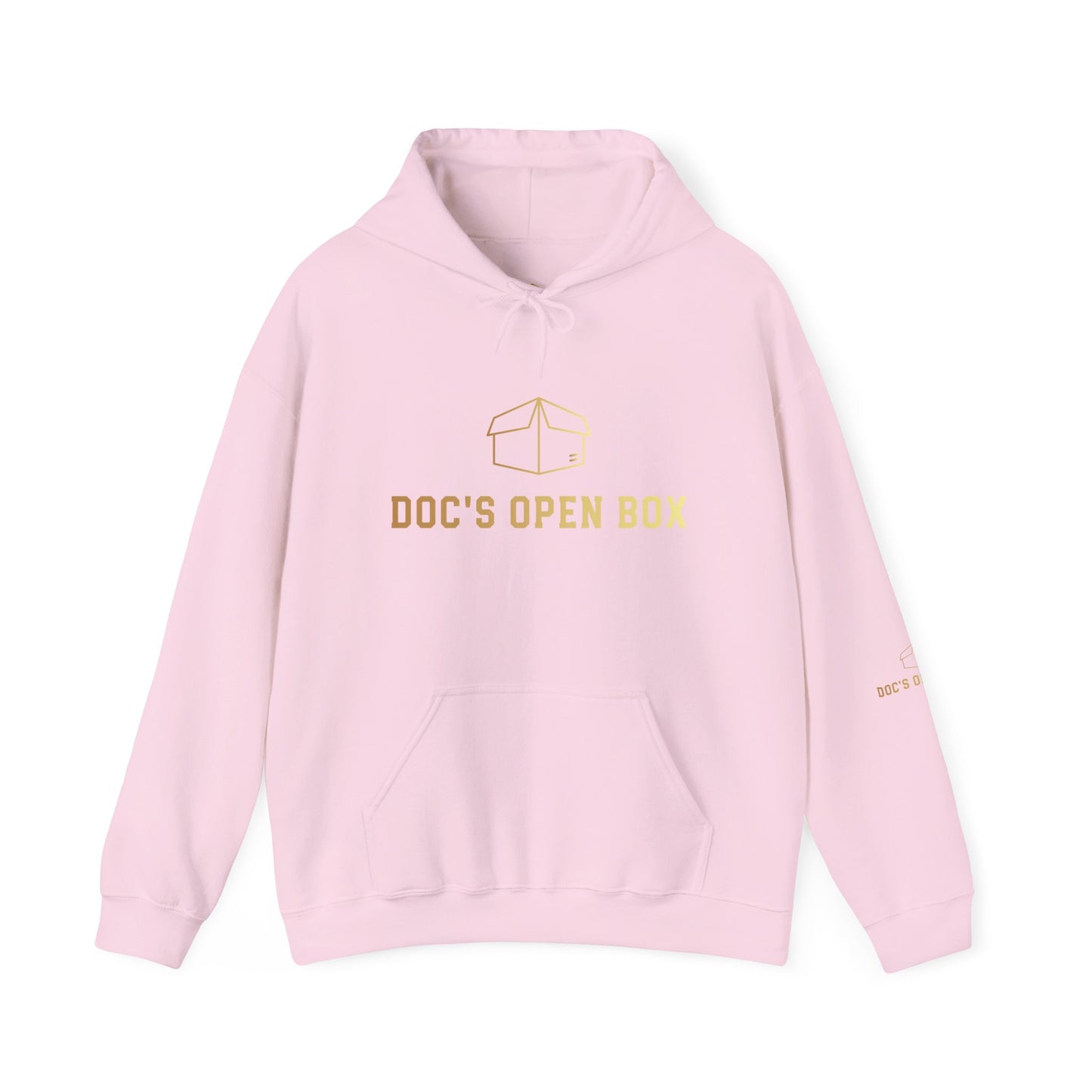 Doc's Open Box Hoodie — Gold Logo Pullover