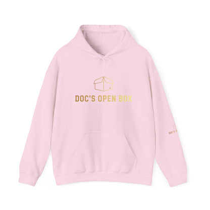 Doc's Open Box Hoodie — Gold Logo Pullover
