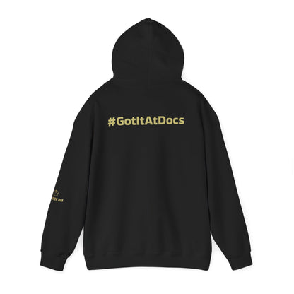 Doc's Open Box Hoodie — Gold Logo Pullover