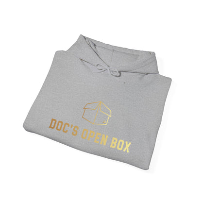 Doc's Open Box Hoodie — Gold Logo Pullover