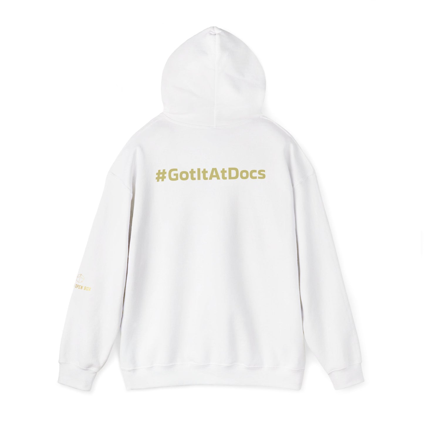 Doc's Open Box Hoodie — Gold Logo Pullover