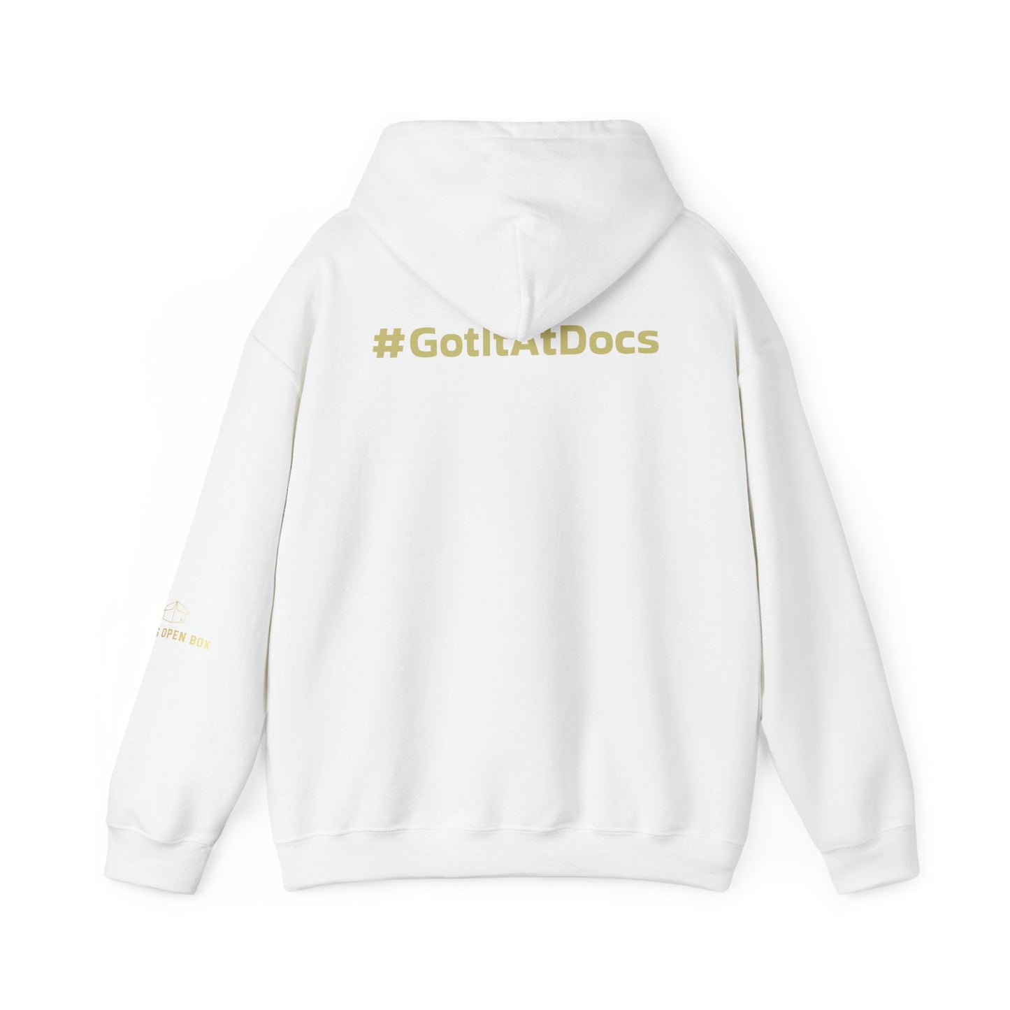 Doc's Open Box Hoodie — Gold Logo Pullover