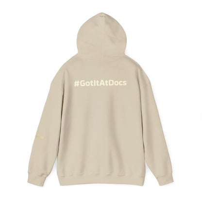 Doc's Open Box Hoodie — Gold Logo Pullover