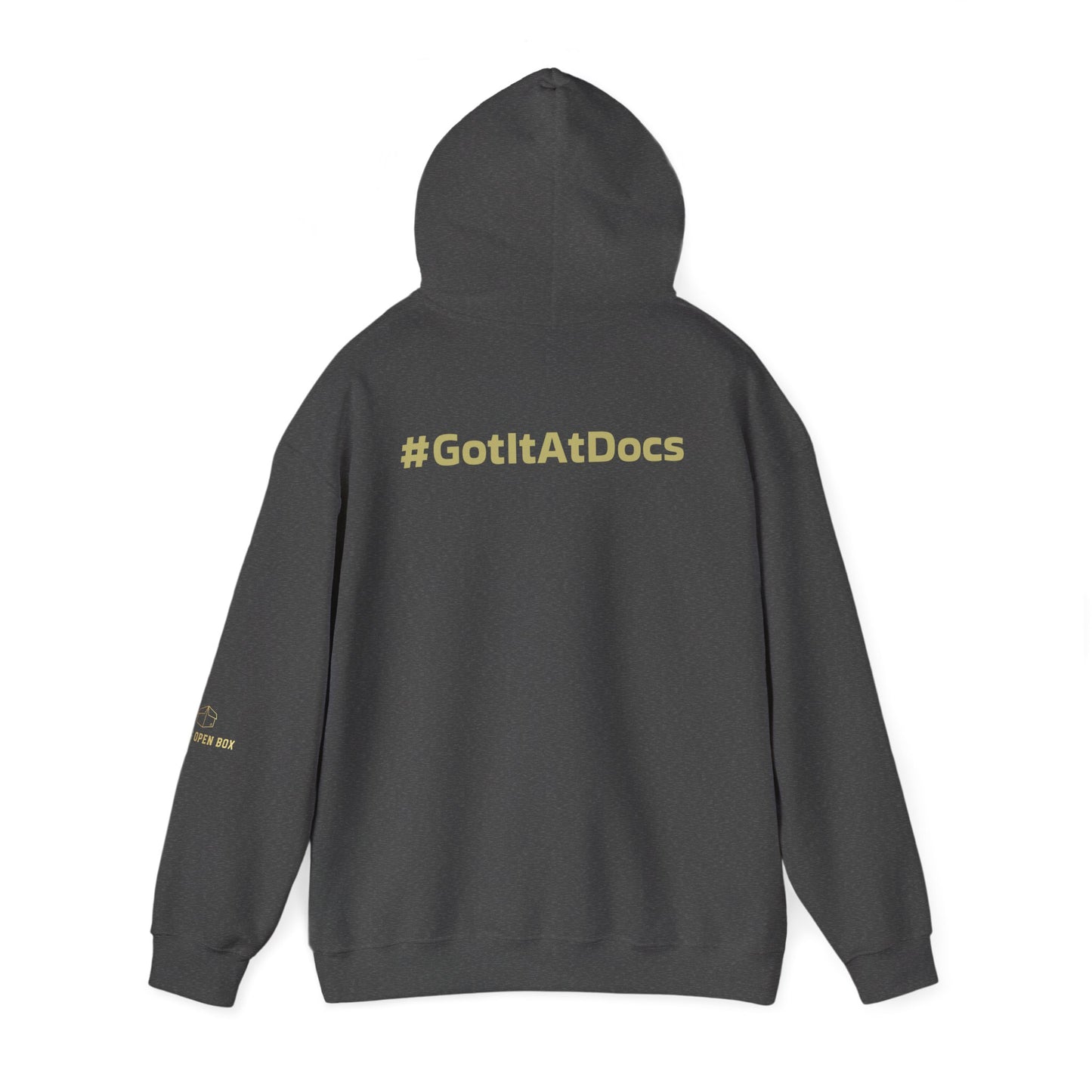 Doc's Open Box Hoodie — Gold Logo Pullover