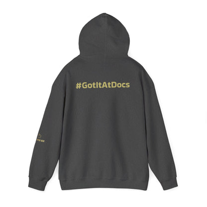 Doc's Open Box Hoodie — Gold Logo Pullover