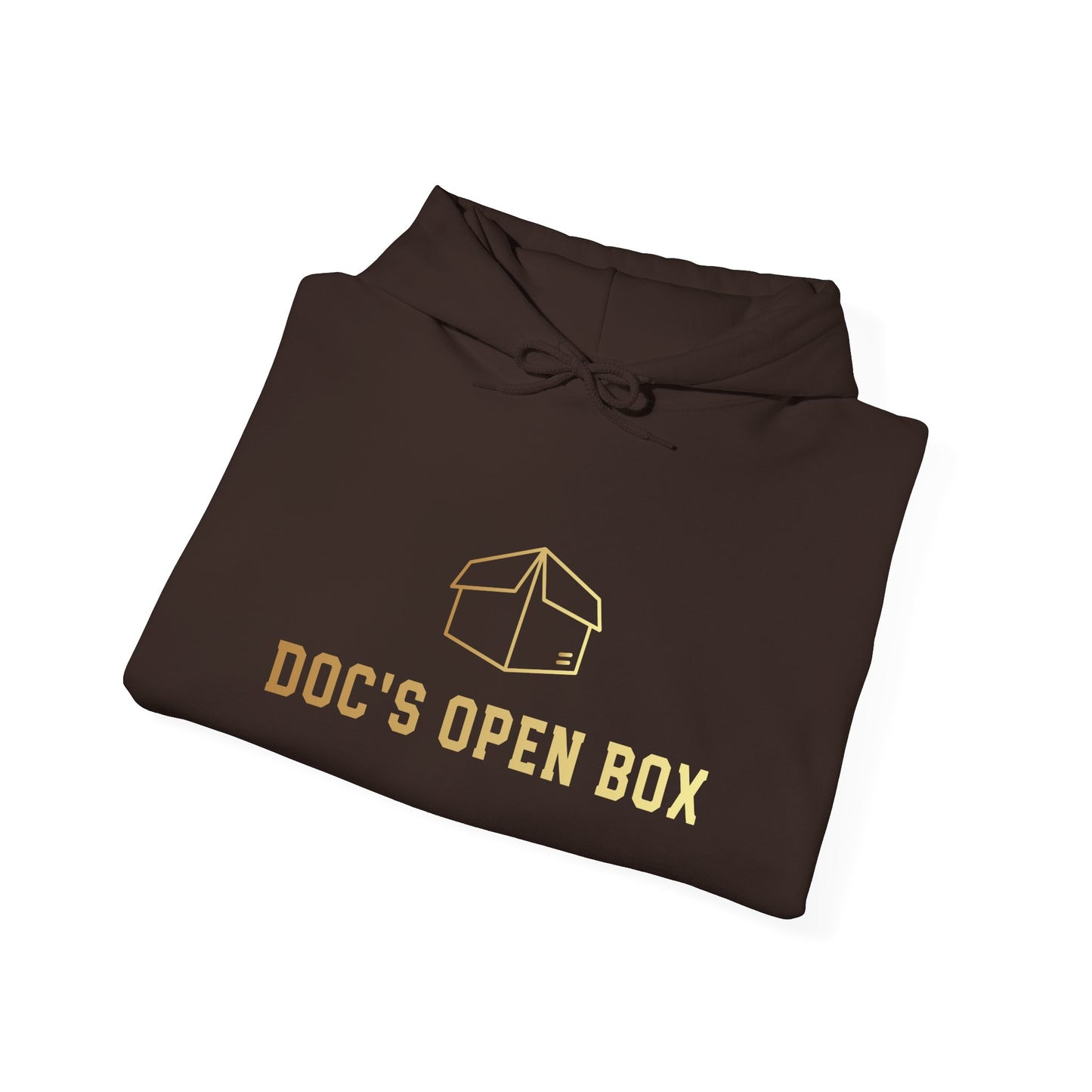 Doc's Open Box Hoodie — Gold Logo Pullover
