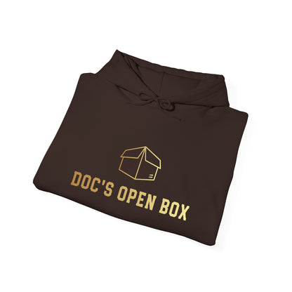 Doc's Open Box Hoodie — Gold Logo Pullover