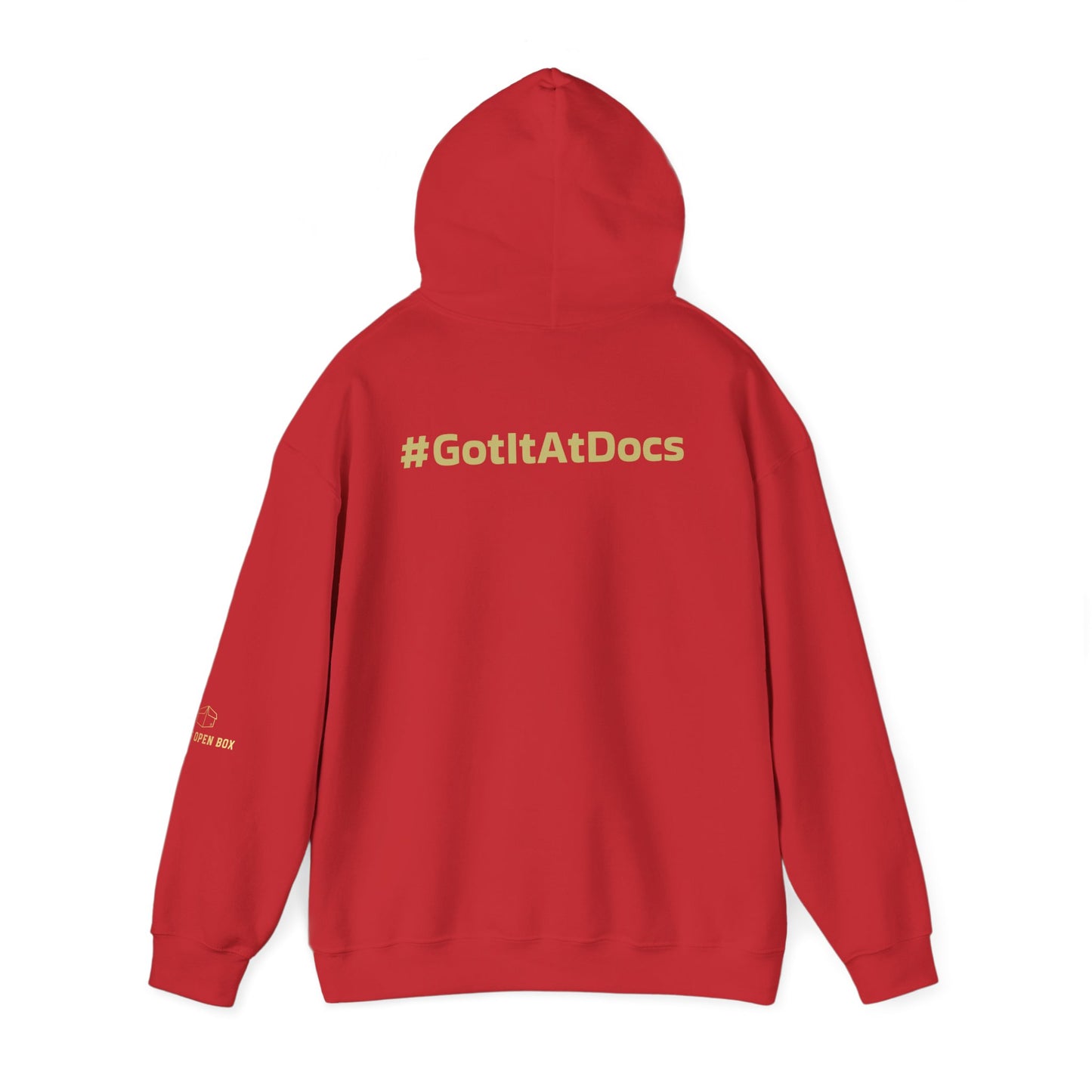 Doc's Open Box Hoodie — Gold Logo Pullover
