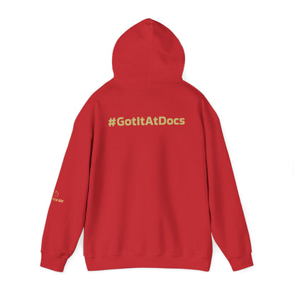 Doc's Open Box Hoodie — Gold Logo Pullover