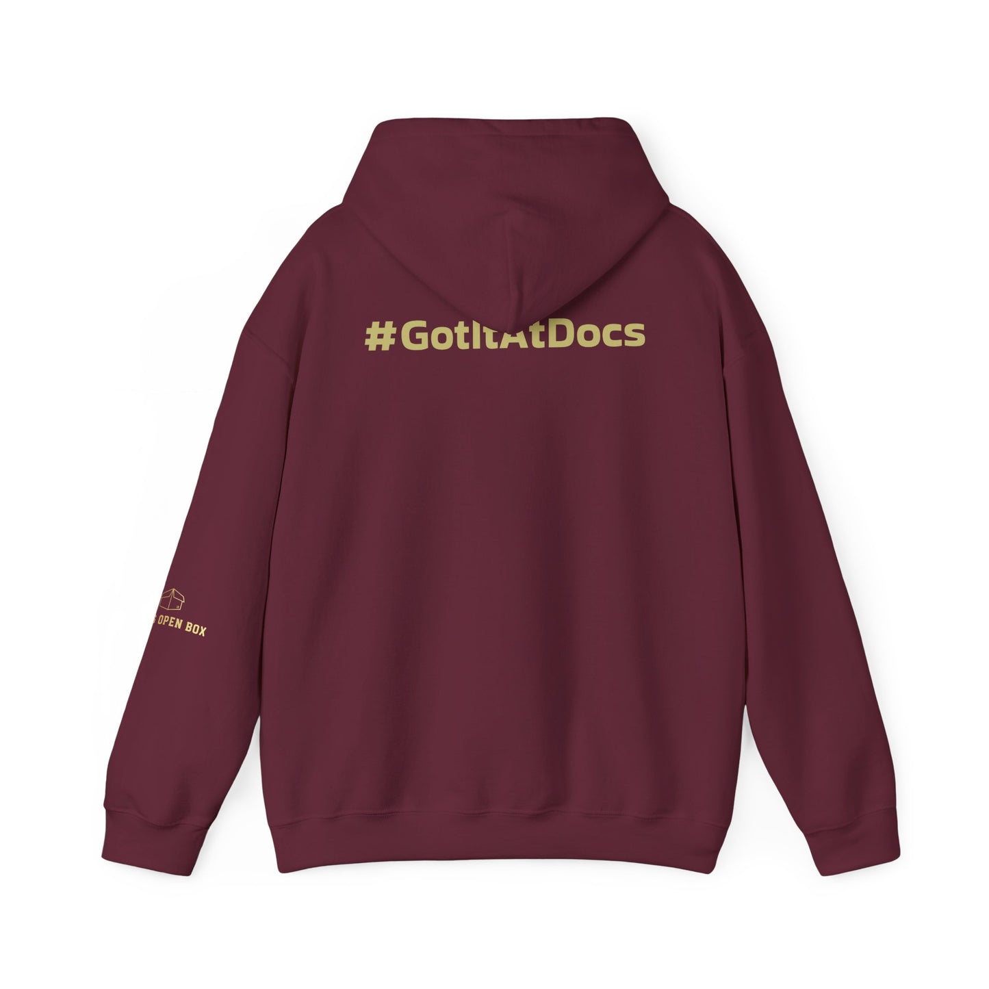 Doc's Open Box Hoodie — Gold Logo Pullover