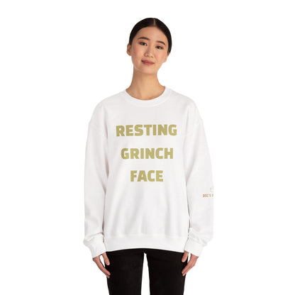 Crewneck Sweatshirt — "Resting Grinch Face" Front & #GotItAtDocs Back Holiday Pullover