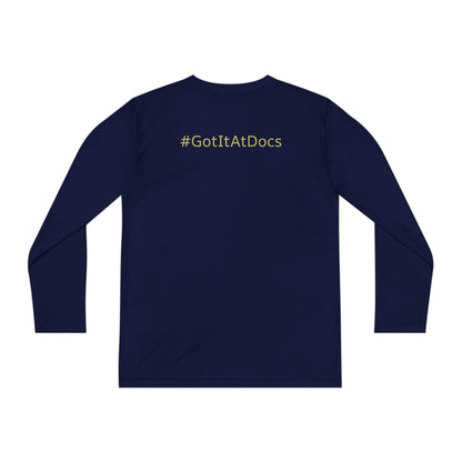 Youth Long Sleeve Tee — "Doc's Open Box" Logo with #GotItAtDocs Back