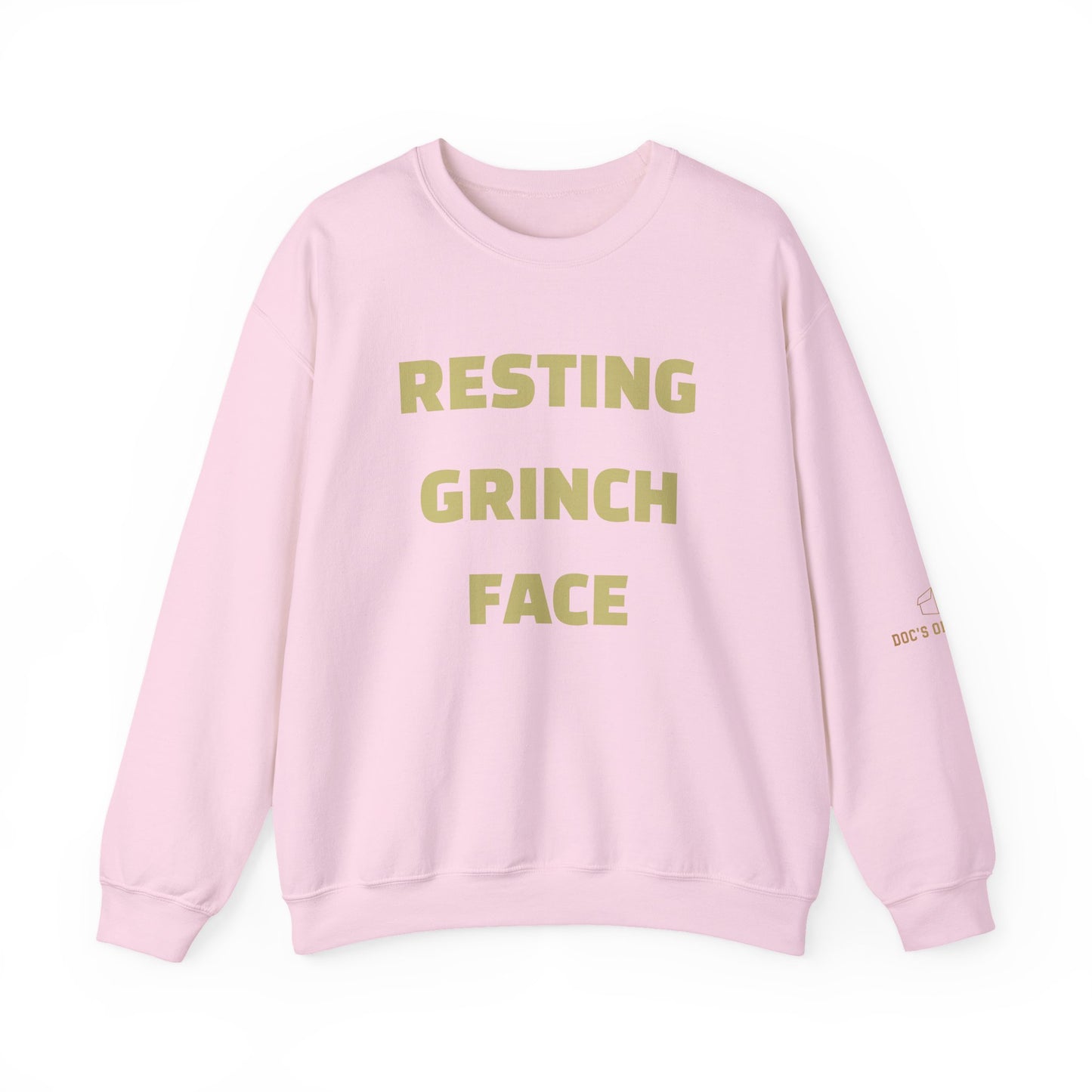 Crewneck Sweatshirt — "Resting Grinch Face" Front & #GotItAtDocs Back Holiday Pullover