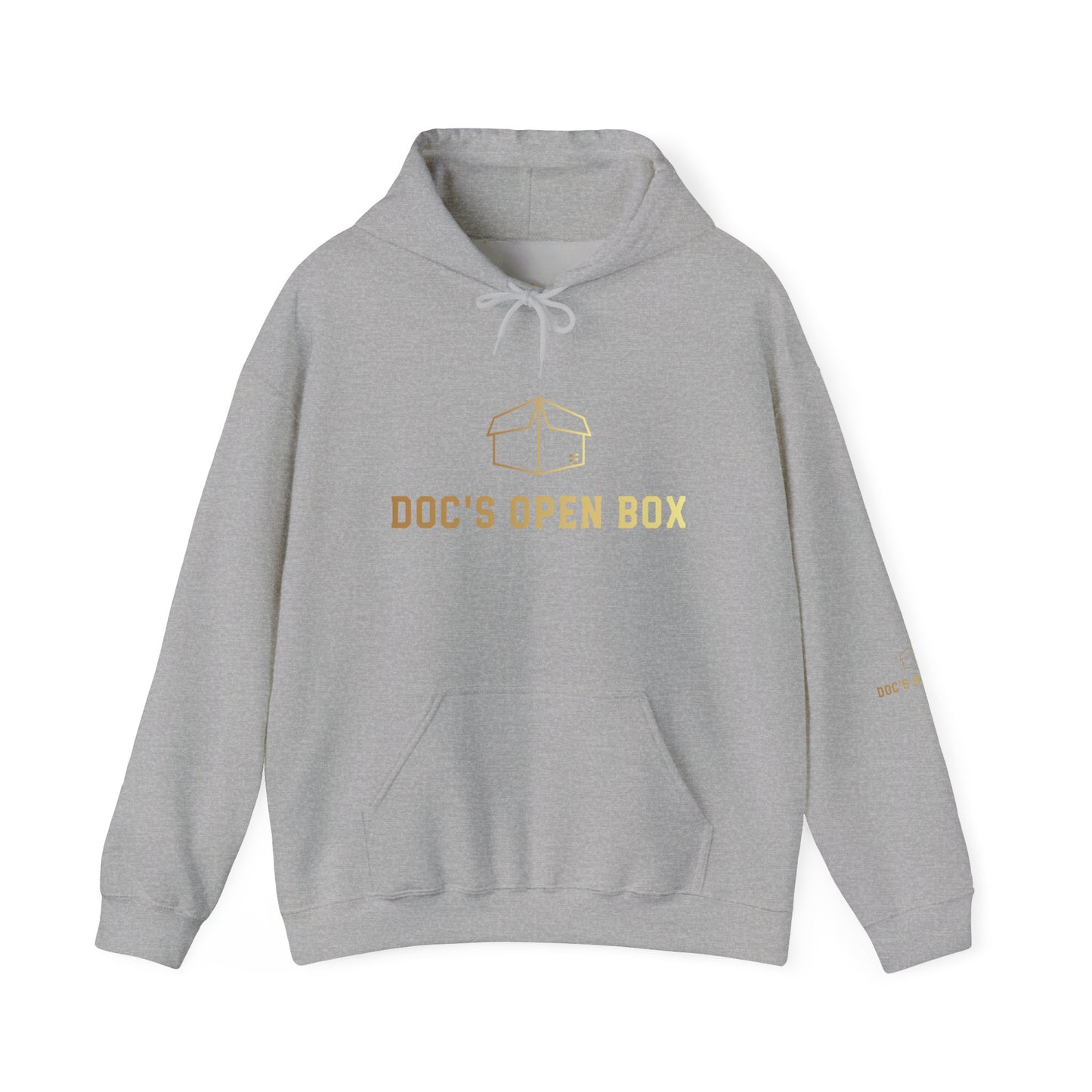 Doc's Open Box Hoodie — Gold Logo Pullover