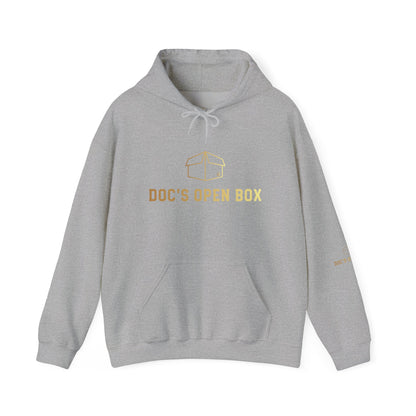 Doc's Open Box Hoodie — Gold Logo Pullover