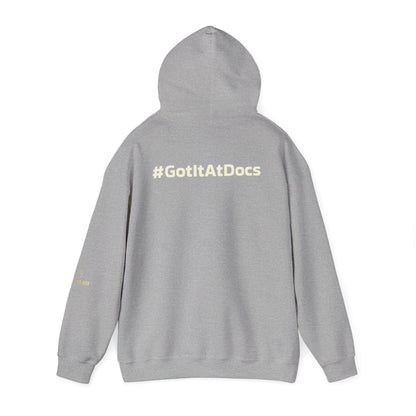 Doc's Open Box Hoodie — Gold Logo Pullover