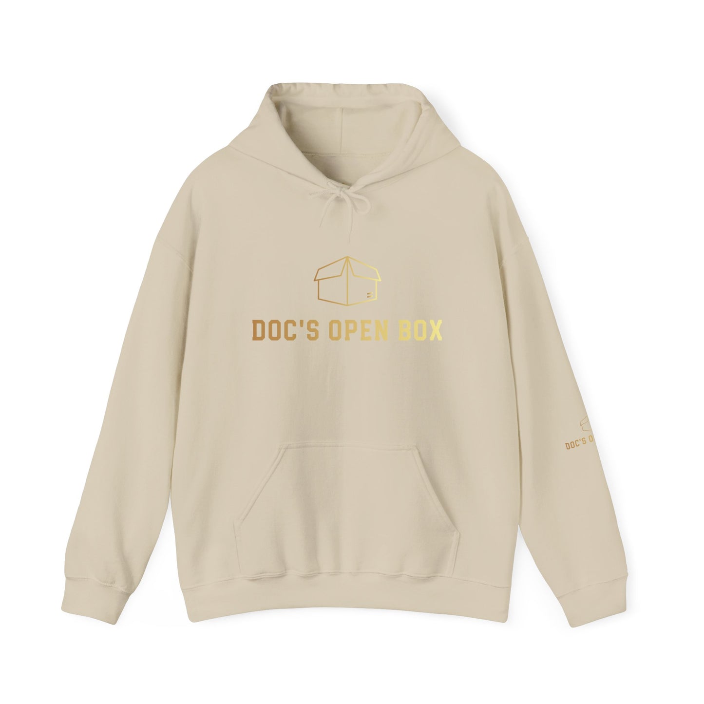 Doc's Open Box Hoodie — Gold Logo Pullover