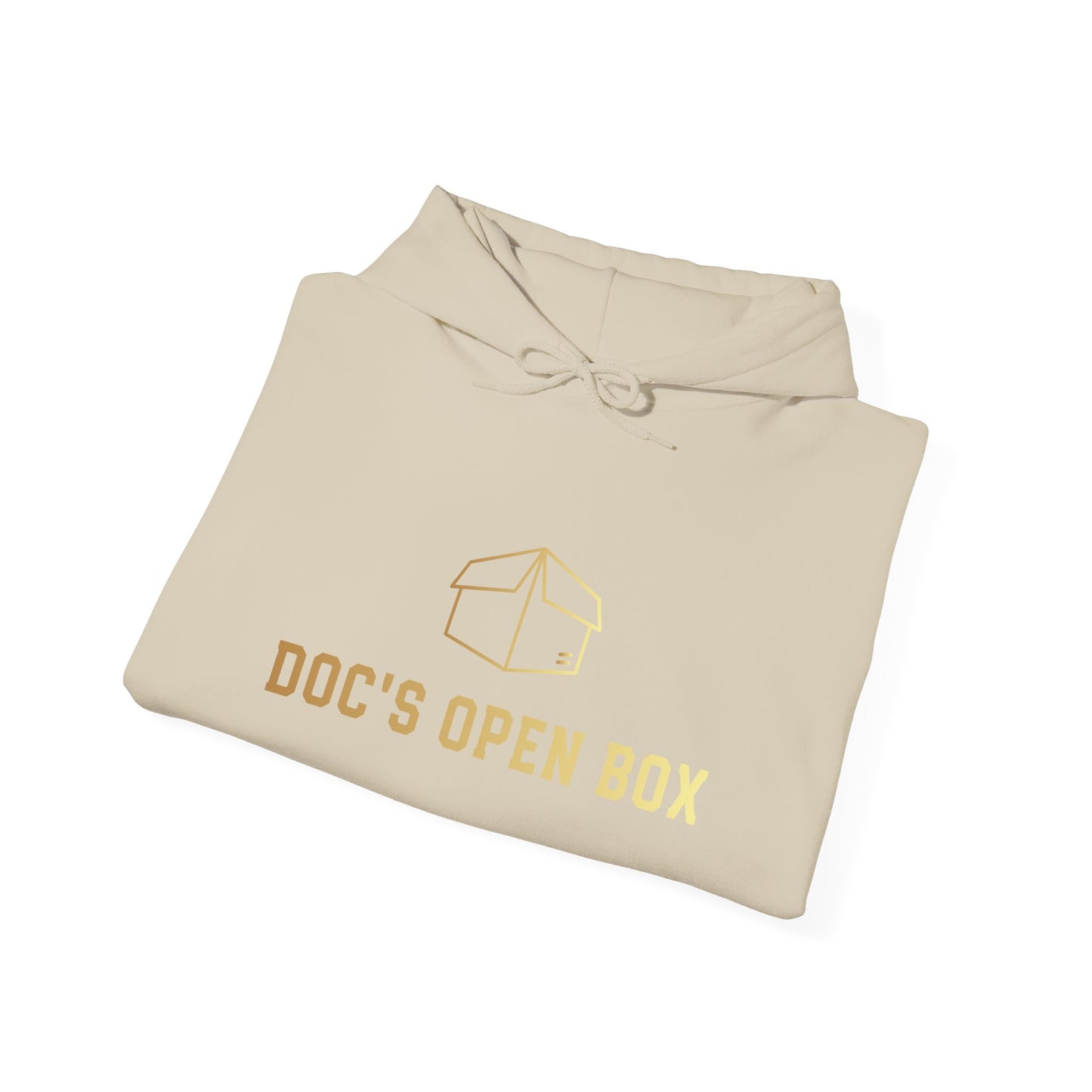 Doc's Open Box Hoodie — Gold Logo Pullover