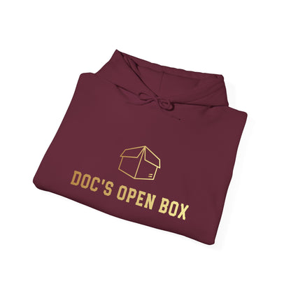 Doc's Open Box Hoodie — Gold Logo Pullover