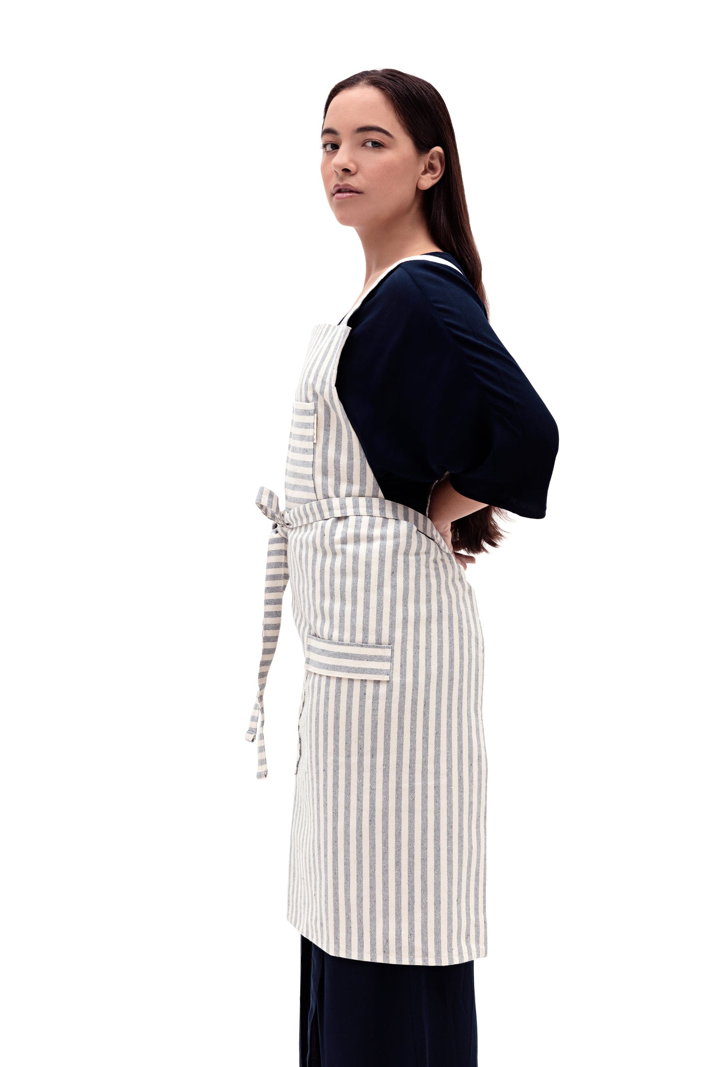 Crossback Apron - Denim-3