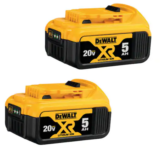 DeWalt 20V MAX XR Premium Lithium-Ion 5.0Ah Battery Pack - 2 Pack