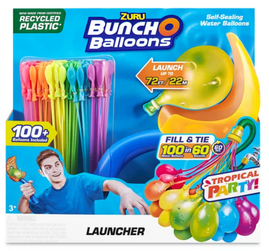 BUNCH O BALLOONS Tropical Party with 1 Launcher & 100+ Rapid-Filling Self-Sealing Balloons