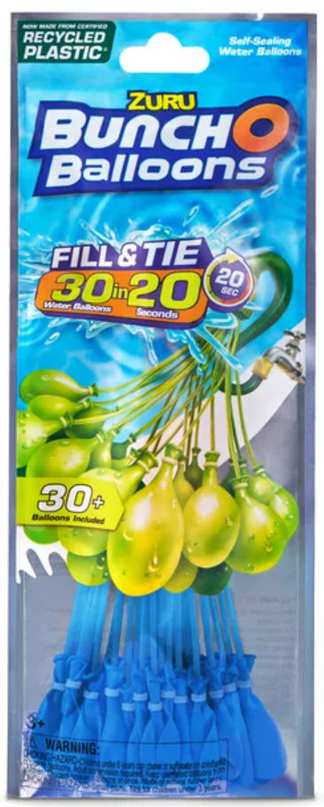 BUNCH O BALLOONS 30 Rapid-Filling Self-Sealing Water Balloons (Colors May Vary)