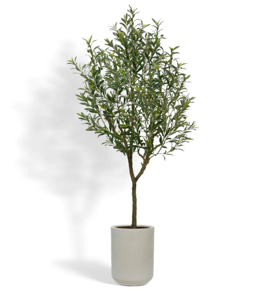 CG HUNTER Artificial Olive 7' Tree with Artisan Mediterranean Planter
